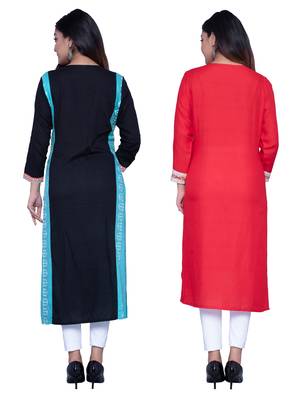 Multicolor printed rayon combo-kurtis 2