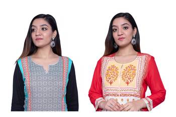 Multicolor printed rayon combo-kurtis 3
