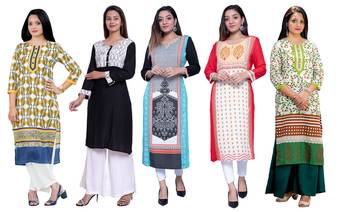 Multicolor printed rayon combo-kurtis 1