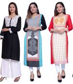 Multicolor printed rayon combo-kurtis