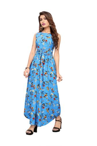 Blue floral printed Gown