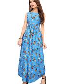 Blue floral printed Gown