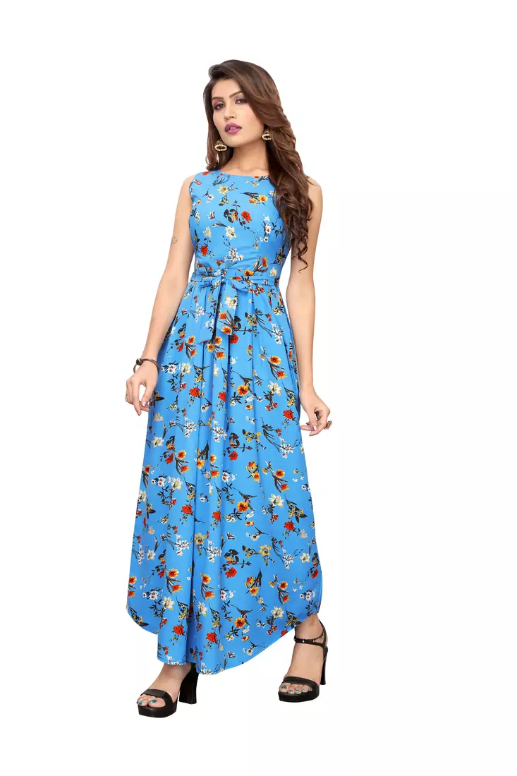 Blue floral printed Gown