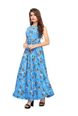 Blue floral printed Gown 2