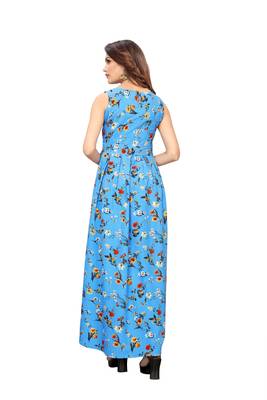 Blue floral printed Gown 3