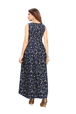 Navy-blue floral printed Gown 4