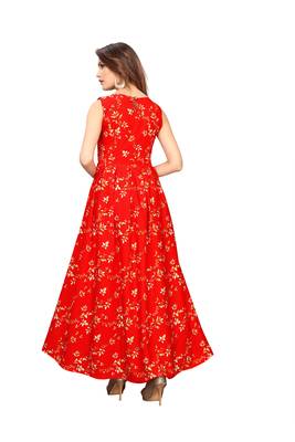 Red floral printed Gown 3