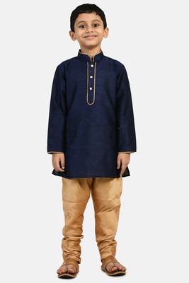 Blue woven blended cotton boys-kurta-pyjama 1