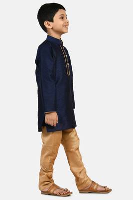 Blue woven blended cotton boys-kurta-pyjama 2