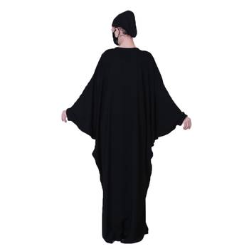 Black Kaftan With Pink Handwork And A Matching Hijab. 5