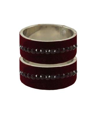 Dark Maroon  Stone Stud Brass Bangle 1