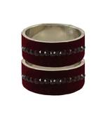Dark Maroon  Stone Stud Brass Bangle