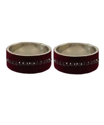 Dark Maroon  Stone Stud Brass Bangle 2