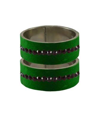 Green Stone Stud Brass Bangle 1