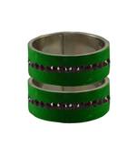 Green Stone Stud Brass Bangle