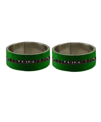 Green Stone Stud Brass Bangle 2