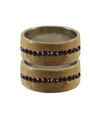 Dark Cream Stone Stud Brass Bangle 1