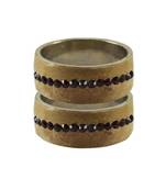 Dark Cream Stone Stud Brass Bangle
