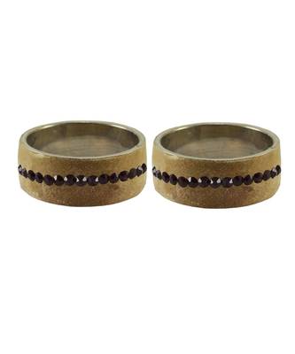 Dark Cream Stone Stud Brass Bangle 2