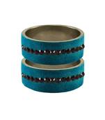 Firozi Stone Stud Brass Bangle