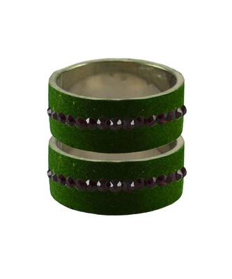 Dark Green Stone Stud Brass Bangle 1