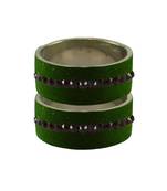 Dark Green Stone Stud Brass Bangle