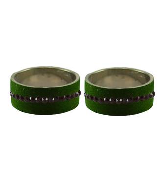 Dark Green Stone Stud Brass Bangle 2