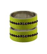 Light Green Stone Stud Brass Bangle