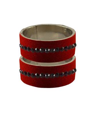 Red Stone Stud Brass Bangle 1