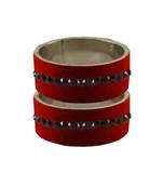 Red Stone Stud Brass Bangle