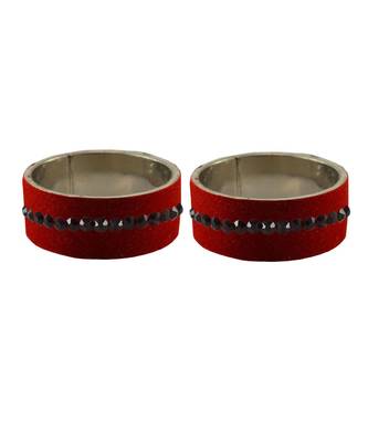 Red Stone Stud Brass Bangle 2