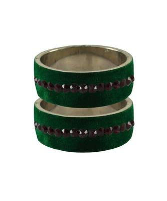 Green Stone Stud Brass Bangle 1