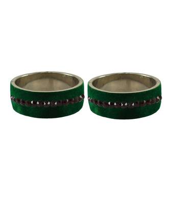 Green Stone Stud Brass Bangle 2