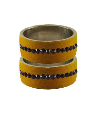 Light Brown  Stone Stud Brass Bangle 1