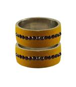 Light Brown  Stone Stud Brass Bangle