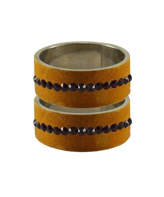 Dark Brown Stone Stud Brass Bangle 2