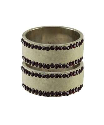 Cream Stone Stud Brass Bangle 1