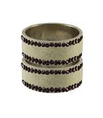 Cream Stone Stud Brass Bangle