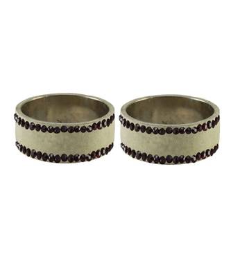 Cream Stone Stud Brass Bangle 2
