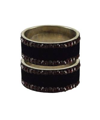 Black Stone Stud Brass Bangle 1