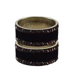 Black Stone Stud Brass Bangle