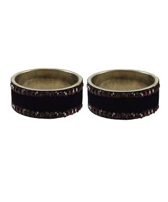 Black Stone Stud Brass Bangle 2