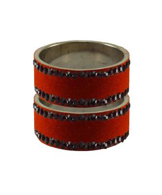 Orange Stone Stud Brass Bangle 1