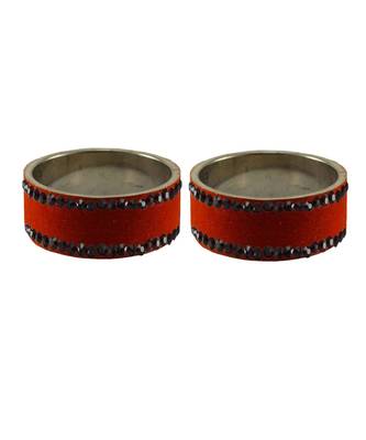Orange Stone Stud Brass Bangle 2