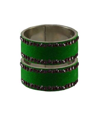 Green Stone Stud Brass Bangle 1