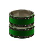 Green Stone Stud Brass Bangle
