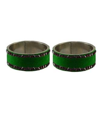 Green Stone Stud Brass Bangle 2