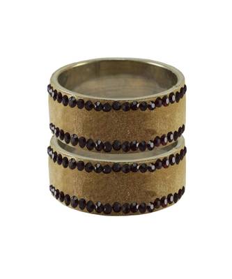 Dark Cream Stone Stud Brass Bangle 1
