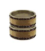 Dark Cream Stone Stud Brass Bangle