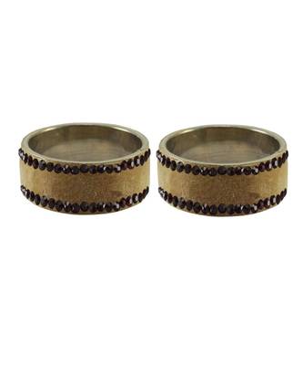 Dark Cream Stone Stud Brass Bangle 2